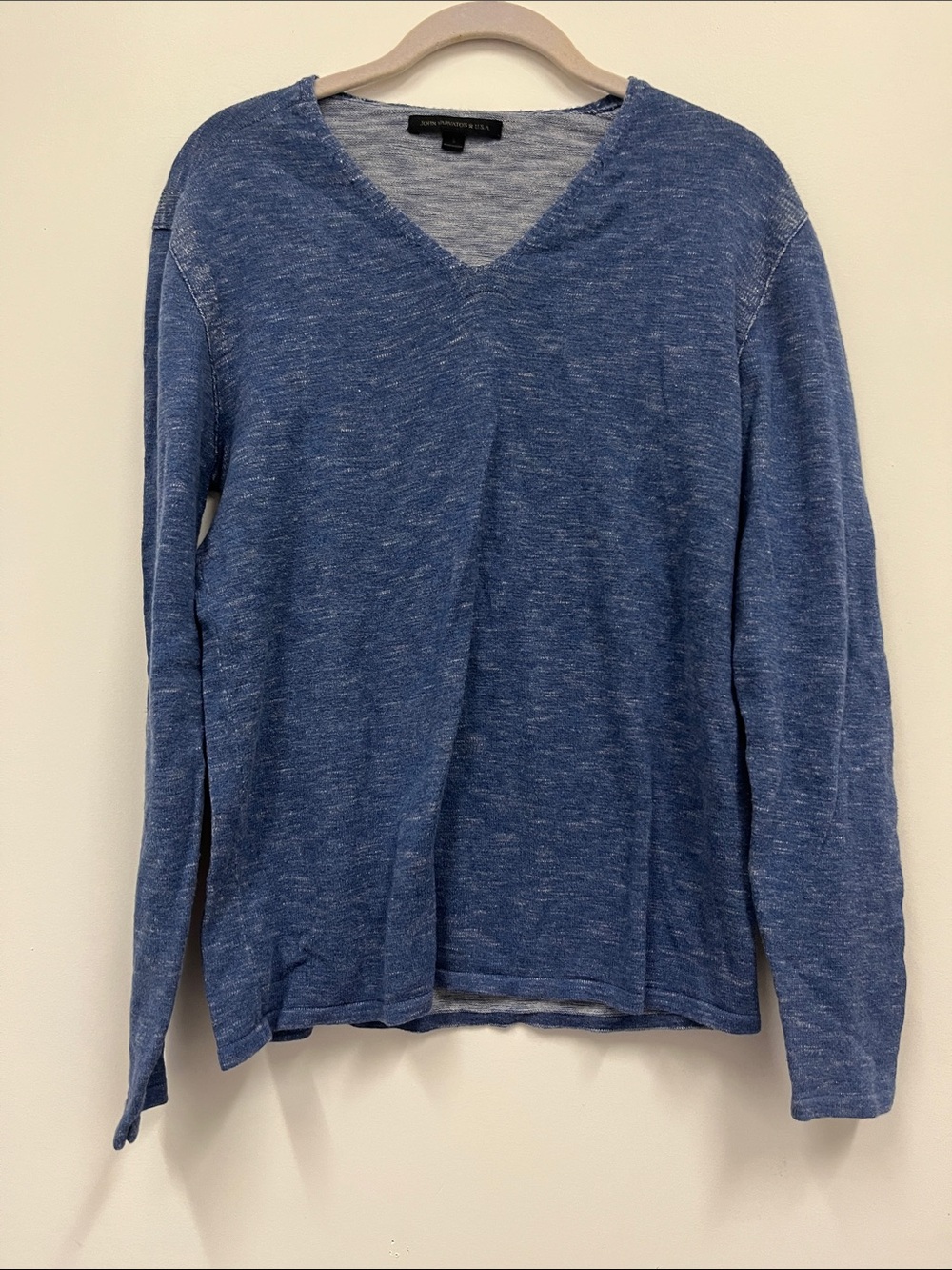 John Varvatos Men's Heathered Blue V-Neck Sweater